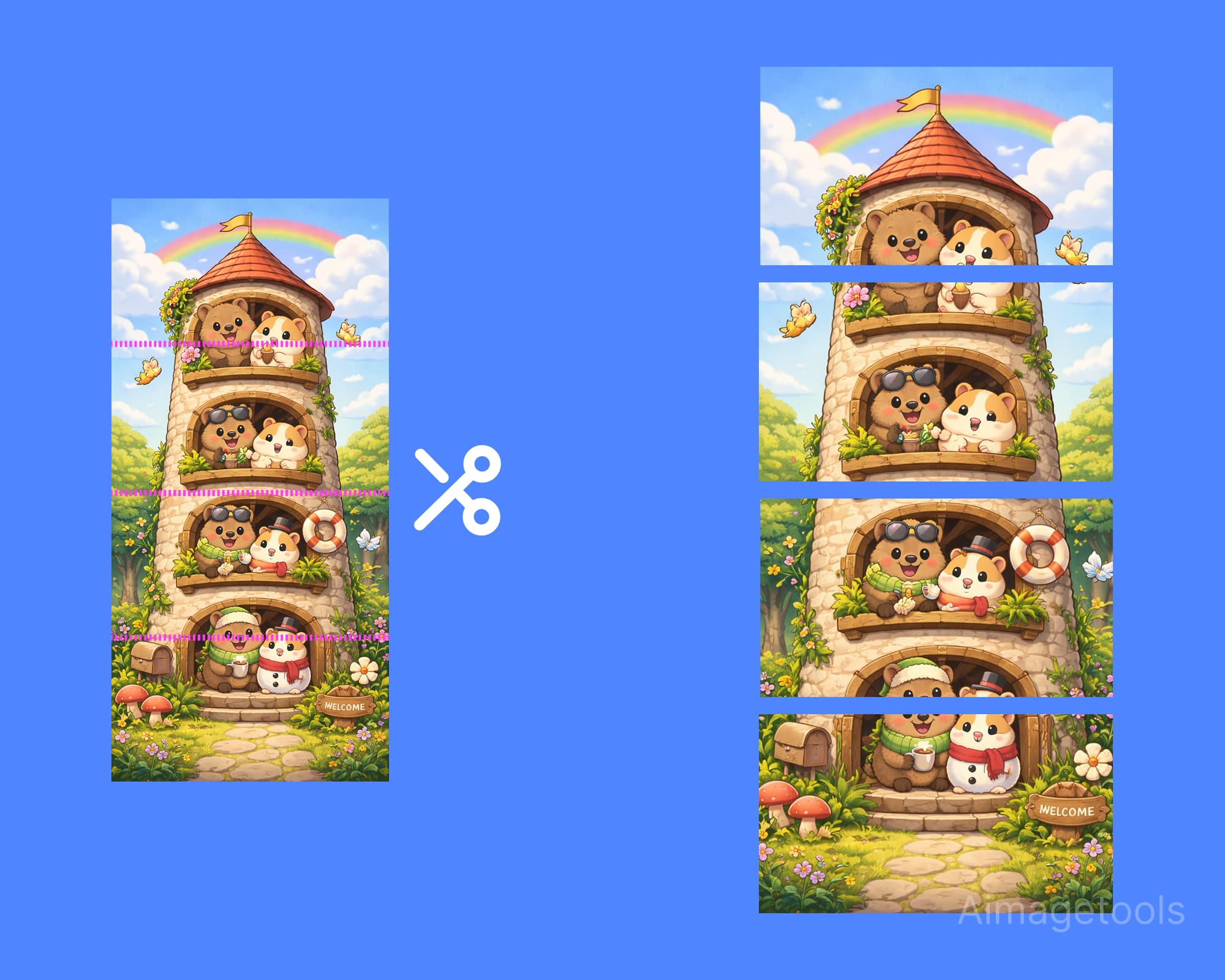 Cắt ảnh Twitter 4 phần | Chia ảnh dọc cho Thread X